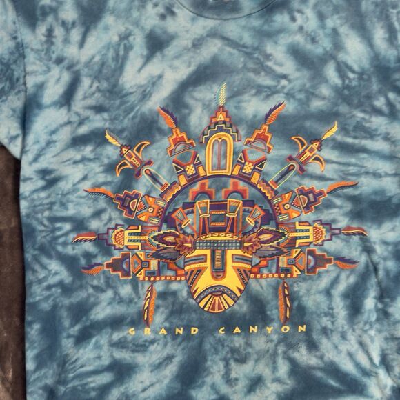 Vtg Ouray Colorado Aztec Shirt Adult Large Single Stitch 90's Blue Grand Canyon - Picture 3 of 6